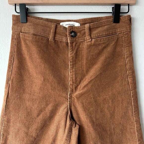 Everlane Corduroy Wide Leg Pants Size 0 Brown High Rise Organic Cotton Womens - Picture 2 of 9